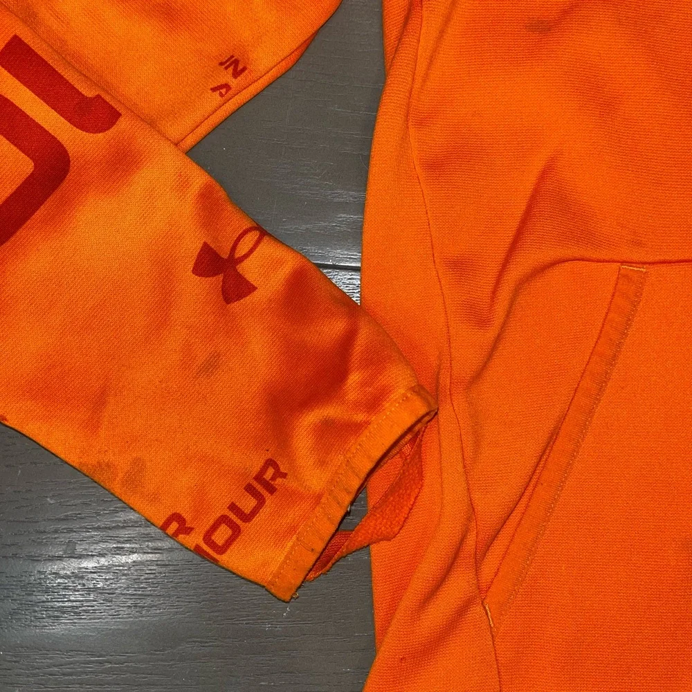 Under Armour Hunting Orange Hoodie Pullover Boys Large Kangaroo Pocket Sweat
